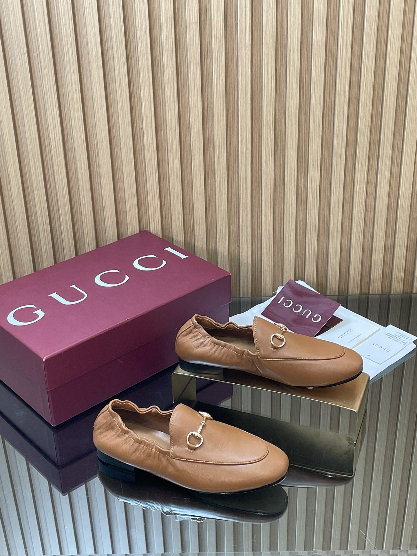 Gucci-Jordaan-Horsebit-Embellished-Logo-Brown-Calfskin-Leather-Loafers-Shoes-35To42